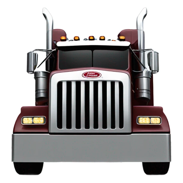 Peterbilt 389 brown cherry with flat top and slash cut exhaust stacks and dual rear tires and flat bumper sticker