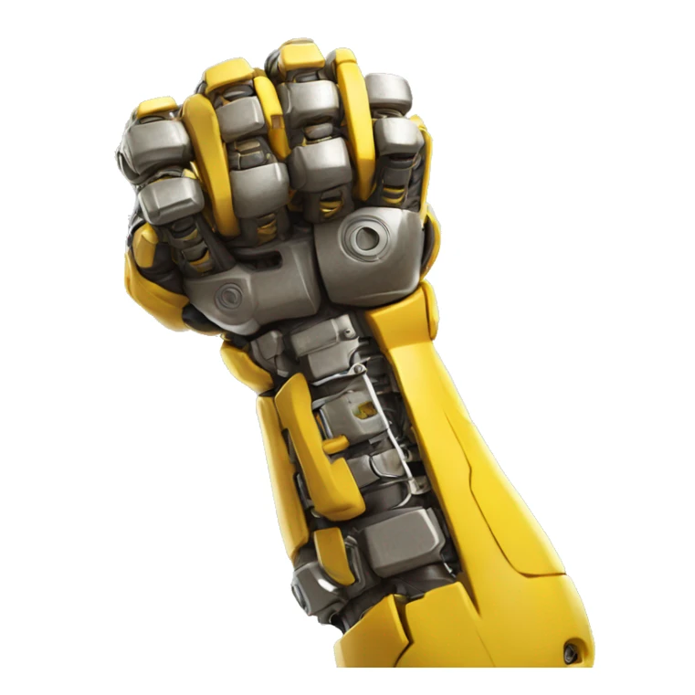 Flexing yellow mechanical cyborg bicep with shocks attached to arm sticker