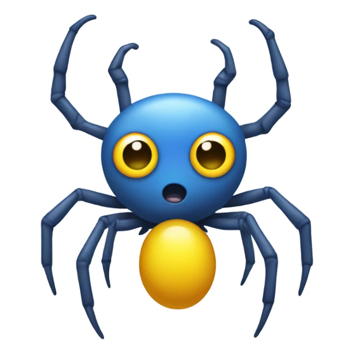 Blue spider with four yellow eyes and yellow star antlers sticker