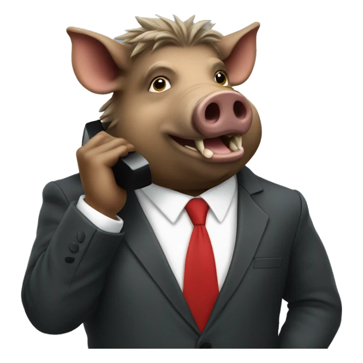 boar in a business suit talking on the phone
 sticker