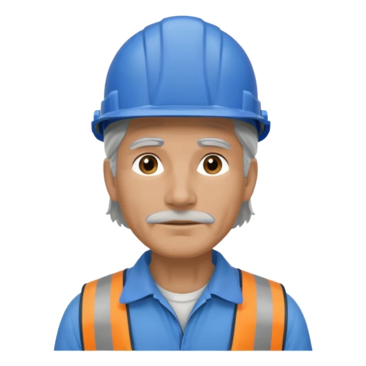 blue helmet old, long hair construction worker with earrings man sticker