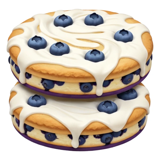 2 blueberry biscuits side-by-side with white icing swirls on top sticker