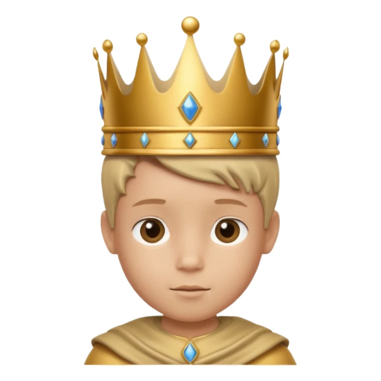 Royal Kid boy with crown head 3d only face half rotate sticker