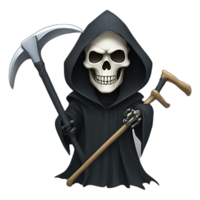 grim reaper with a scythe the blade of which is a keyboard sticker
