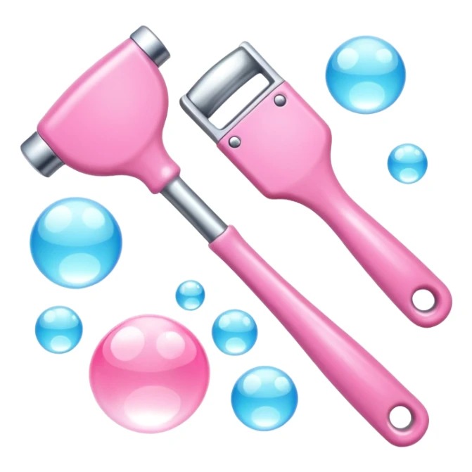 pink and white tools with bubbles sticker