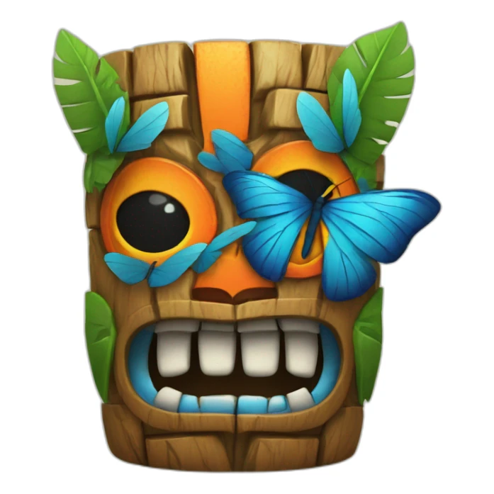 Tiki with colors blue and orange-butterfly-tornade sticker