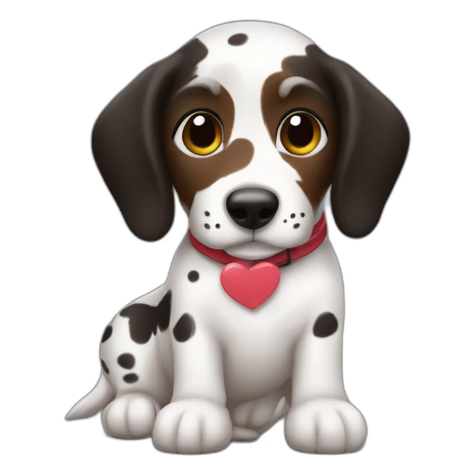 Perro salchicha mini muy tierno con pelaje negro de dalmata y un corazón  sticker