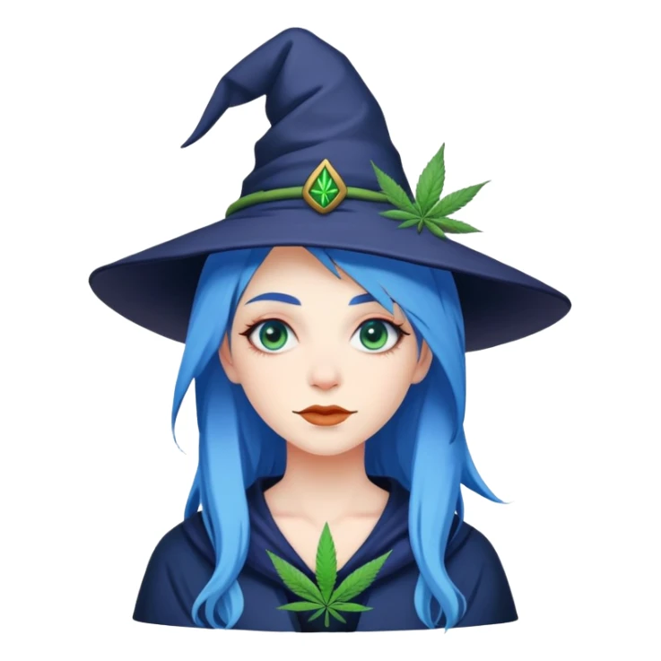 Marijuana witch (blue hair) sticker