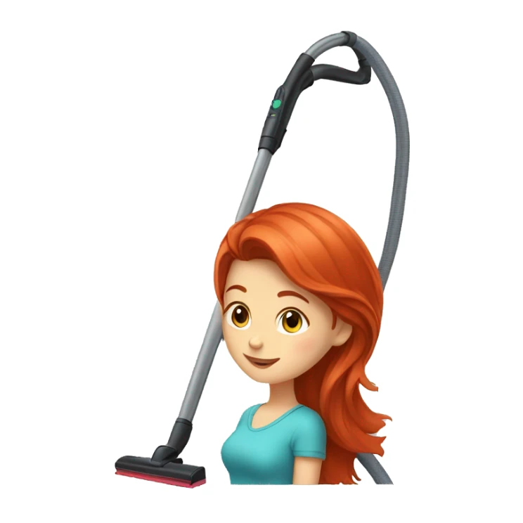 Red haired girl with a vacuum cleaner  sticker