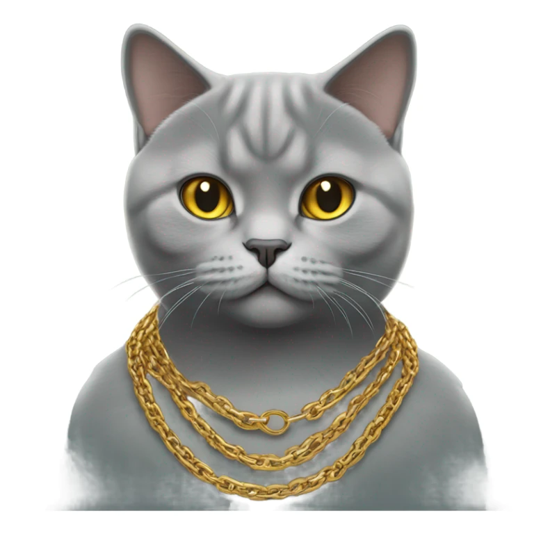 British shorthair cat with a gold chain sticker