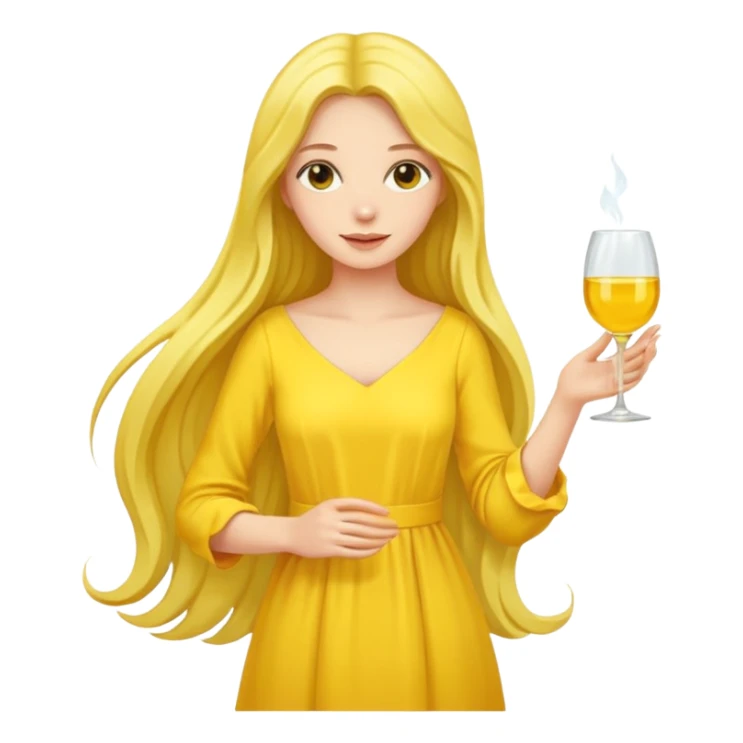 yellow glass and yellow dressed woman long hair sticker