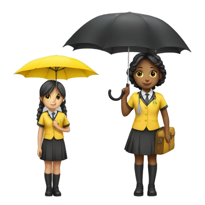 A koean girl wear school uniforms hold yellow umbrella  sticker