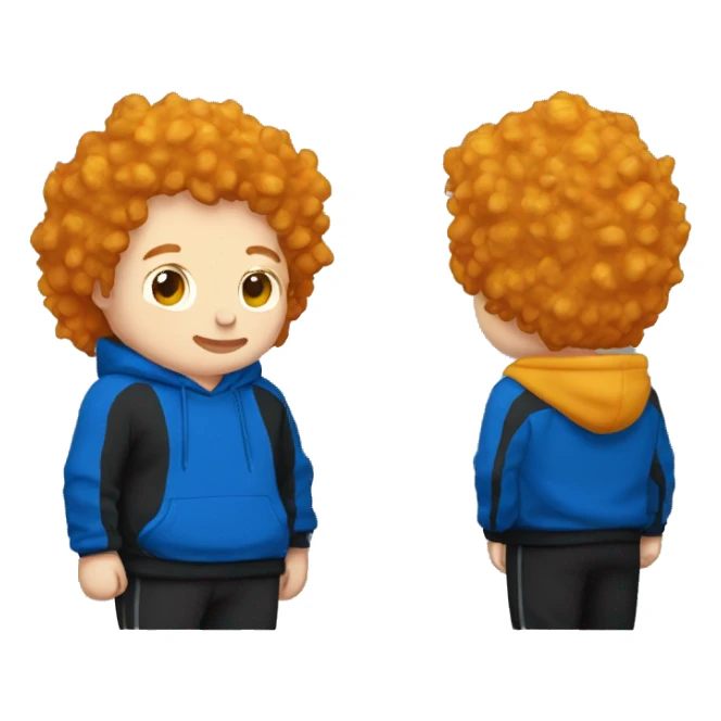 fat, ginger streamer named caseoh wearing a blue hoodie and black sweatpants with cheez-it dust on it emoji sticker
