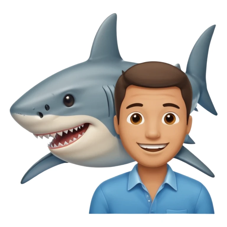 Man kissing a picture of a shark sticker