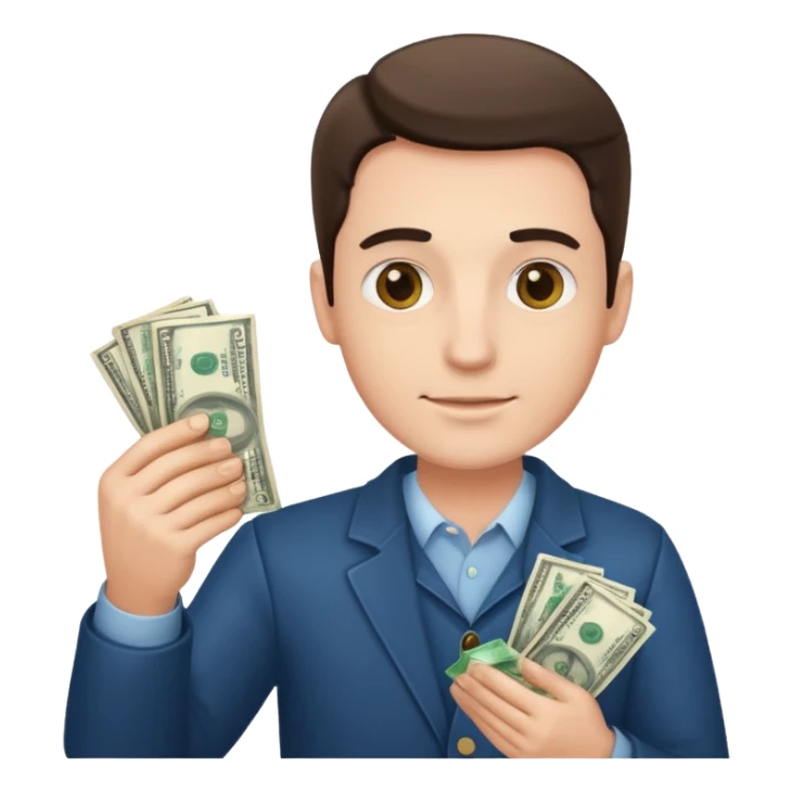 An American man with money in his hands sticker