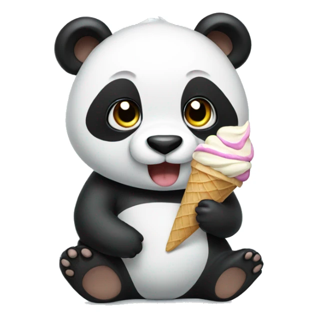Panda eating ice cream sticker