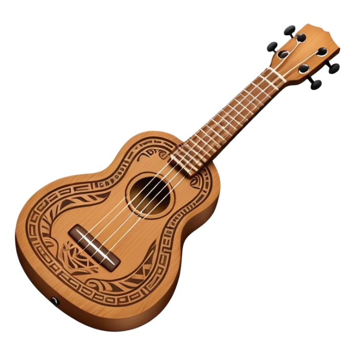 Ukulele with tribal Hawaiian carvings sticker