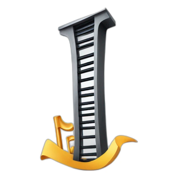 A tower in the shape of a razor with giant musical notes inside it sticker