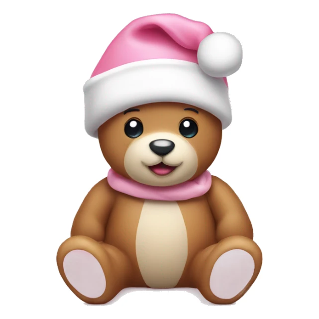 Baby pink teddy with Santa hat sticker