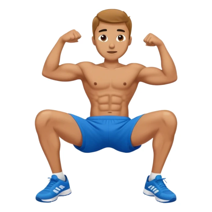 side-view of guy in blue shorts doing crunches sticker
