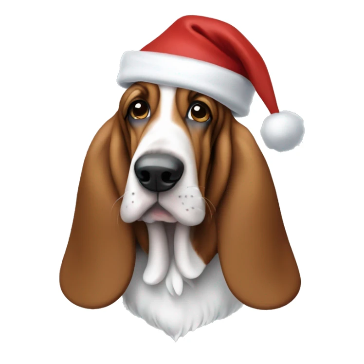 A basset hound with a Santa hat sticker