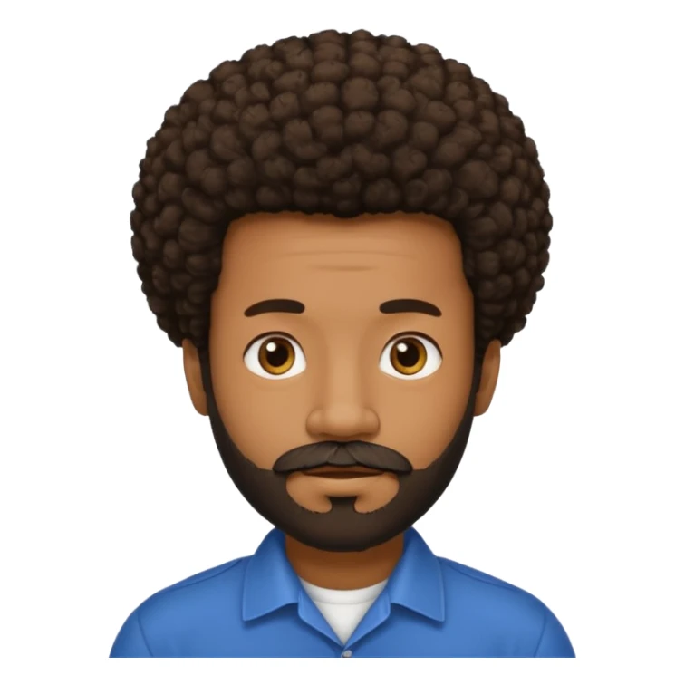 black man with beard, mustache, and short afro sticker