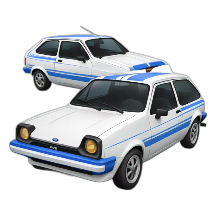 1980 Ford fiesta White with blue stripes sticker