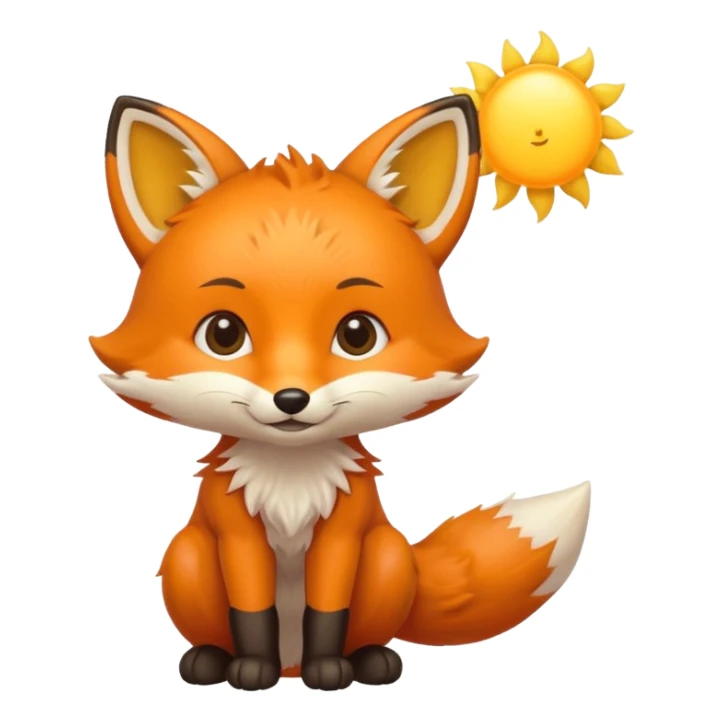 Baby fox carrying a sun in it’s arms ☀️🦊 sticker