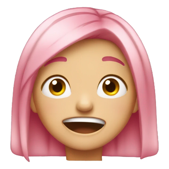 Pink hair girl crying laughing emoji sticker