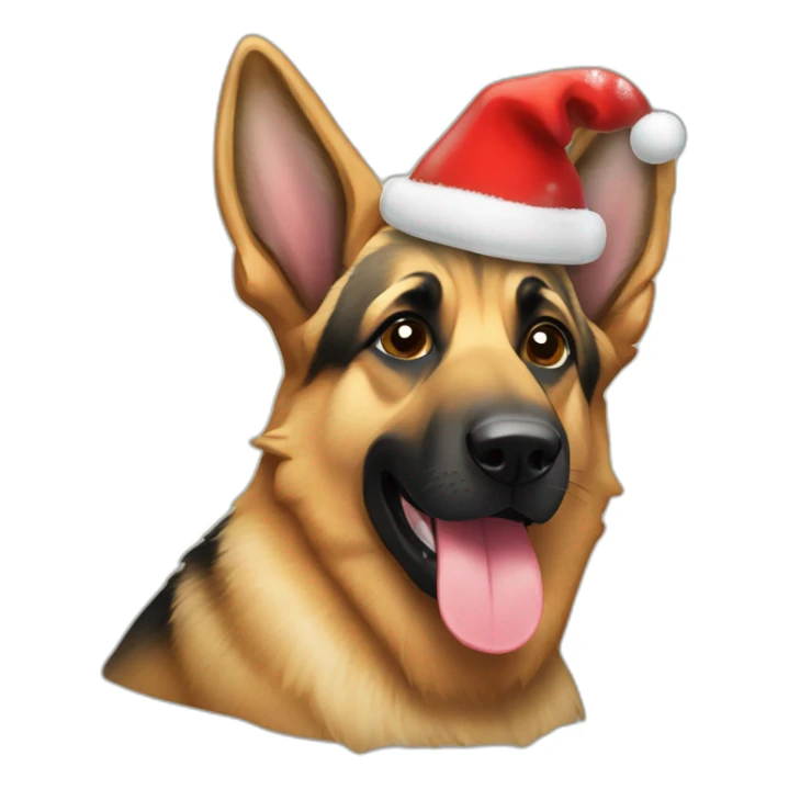 German Shepard with a christamas hat on sticker