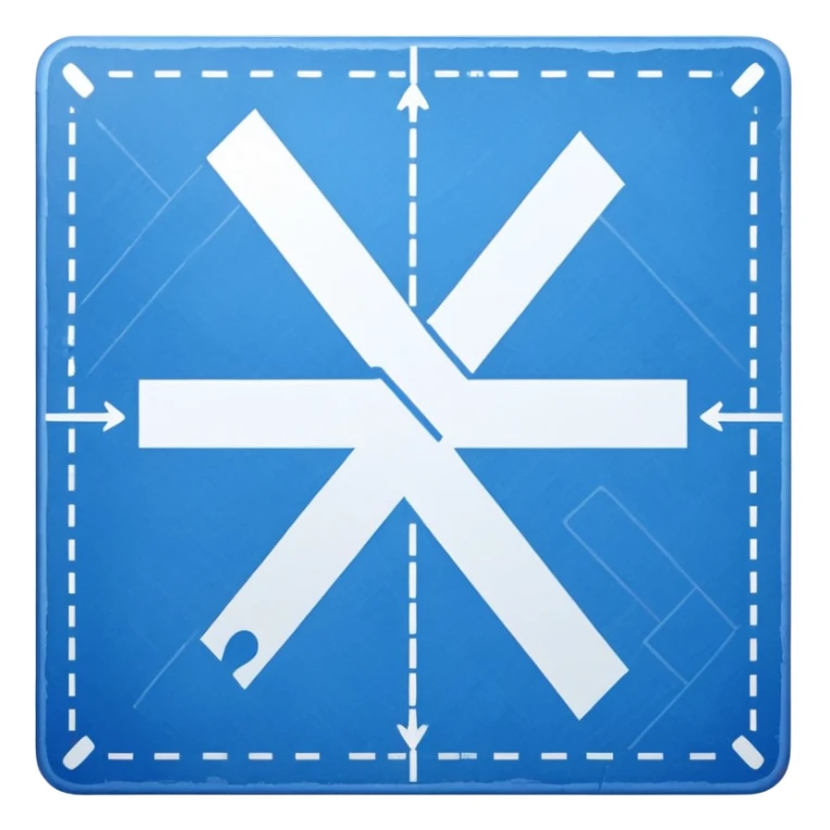 blue blueprint with white lines, X mark in the corner, and a dotted path to the X sticker