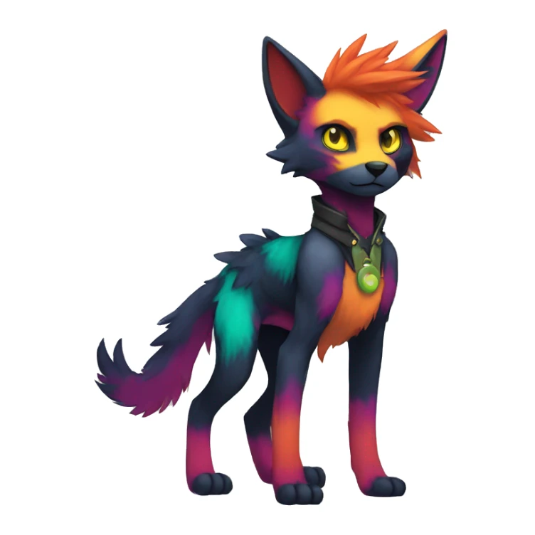Edgy colorful anthro fursona Fakemon sticker