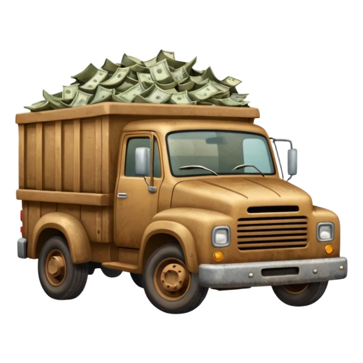 brown truck with money sticker