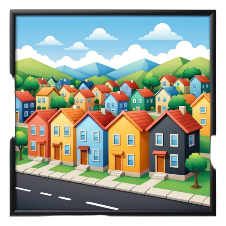 group of 3 houses representing neighborhood sticker