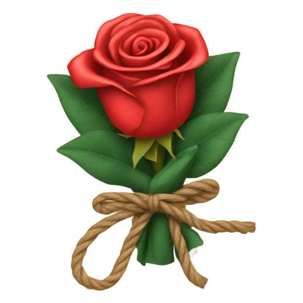 Red rose bouquet with paper around and rope bow sticker