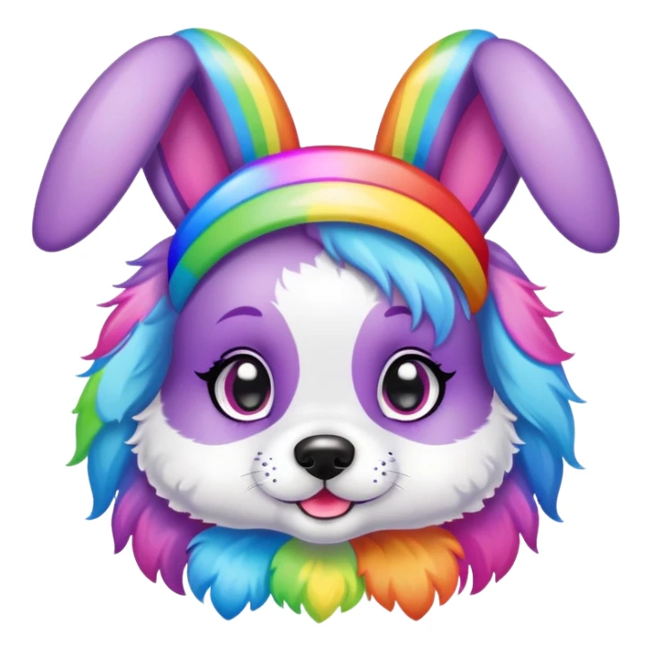 Lisa Frank Easter bunny headband on dog sticker