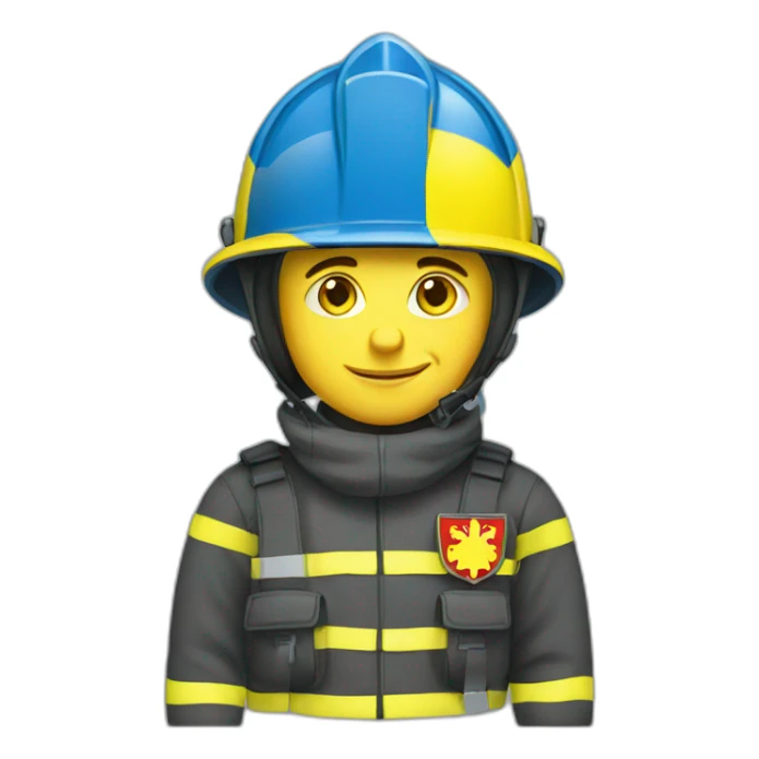 Ukrainian firefighter with the flag of Ukraine sticker