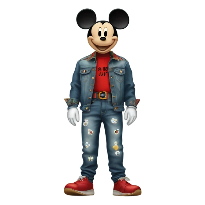 mickey mouse with gucci belt and PSD underwear sagging baggy jeans sticker