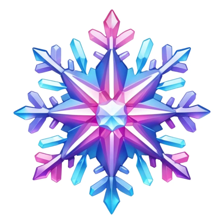 Gradient iridescent Pastel rainbow Pink violet blue crystal star snowflake  sticker