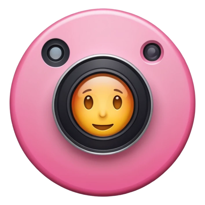 A round camera lens, apple emoji style, minimalist, with highlights, no faces, pink, variant 6 sticker
