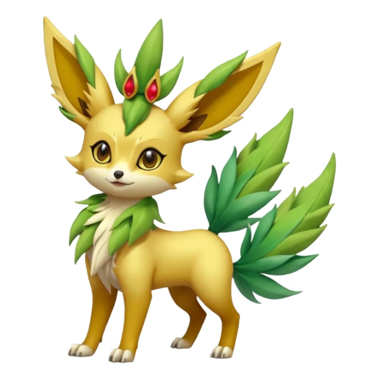 Fennekin-Amaura-Leafeon-Fakémon-Digimon-fusion (full body) sticker