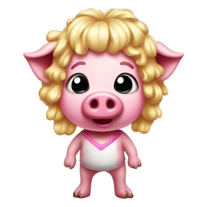 full body pink pig wearing a blonde wig dripping with grease sticker