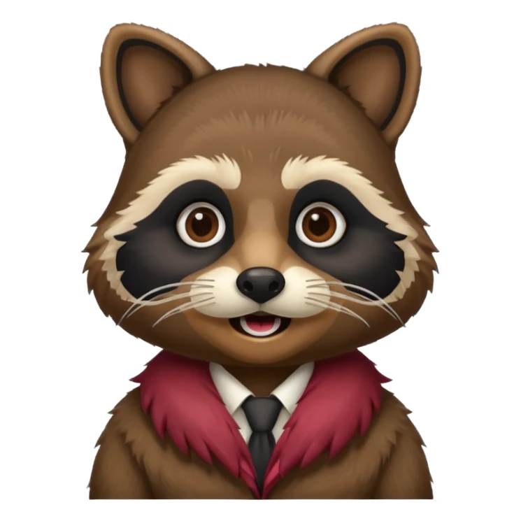 black racoon holding a human mustache sticker