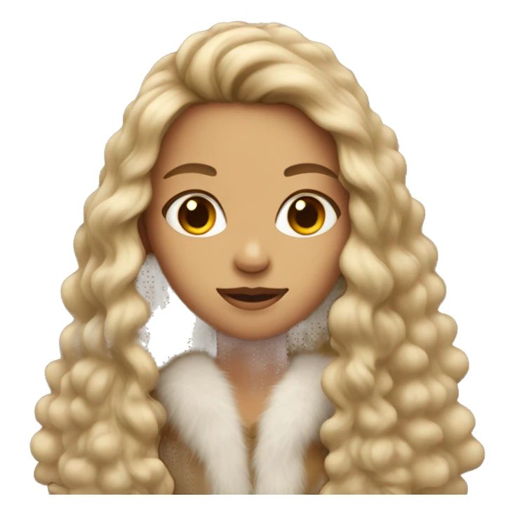 dark blonde girl with long hair in fur sticker