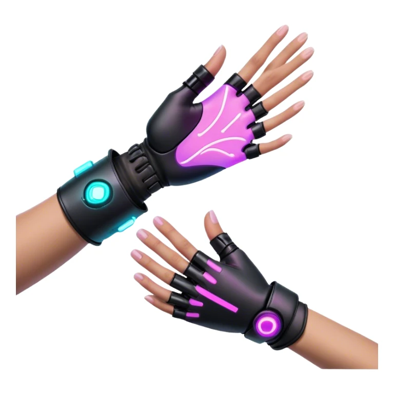 Neon cyberpunk style 
male hand holding female sticker