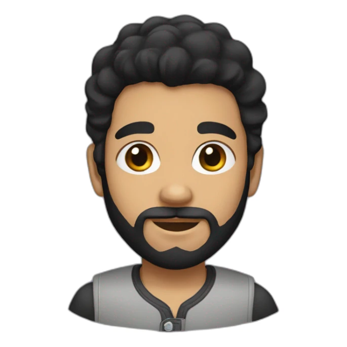 A boy with black hair and a black beard sticker