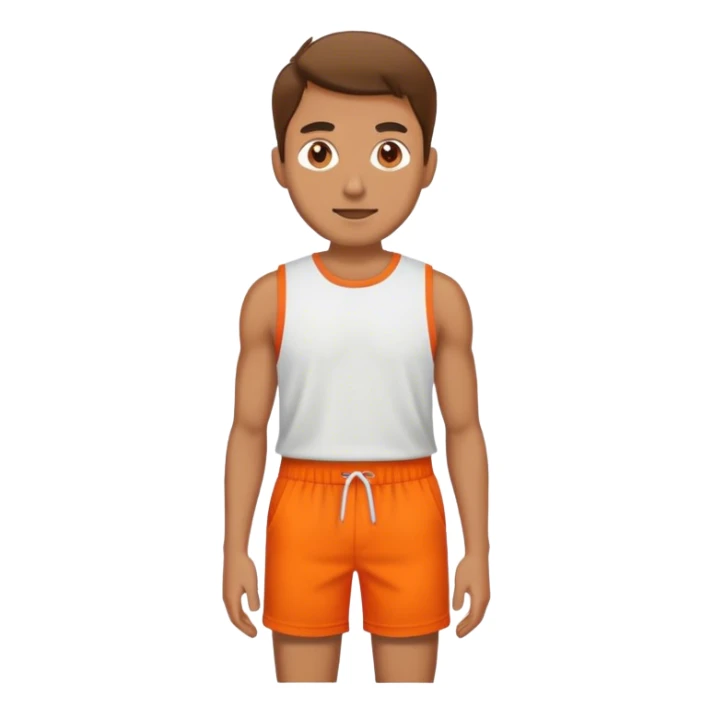 full male legs back with orange shorts sticker