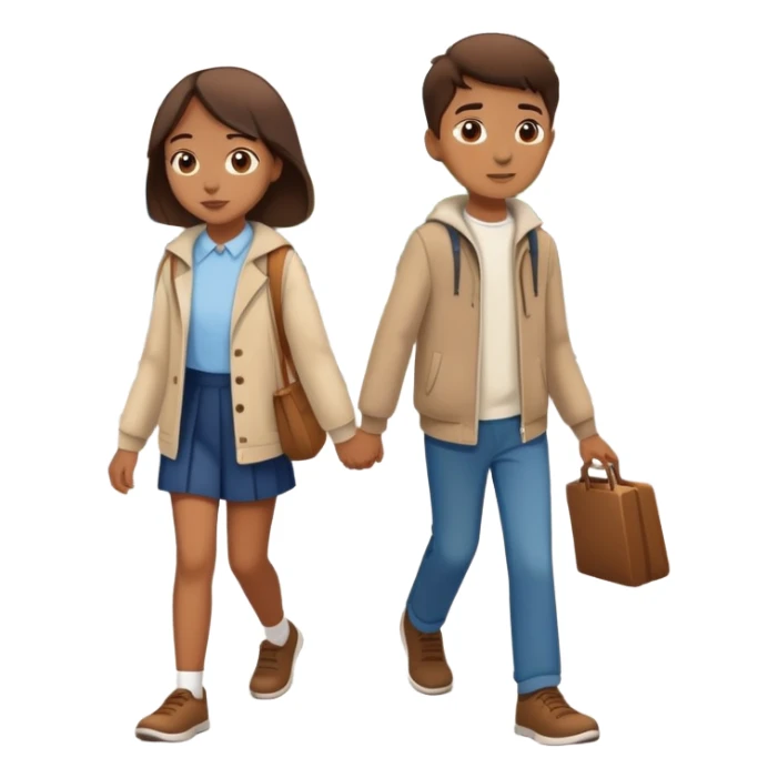 Sister and brother walking in a busy city sticker