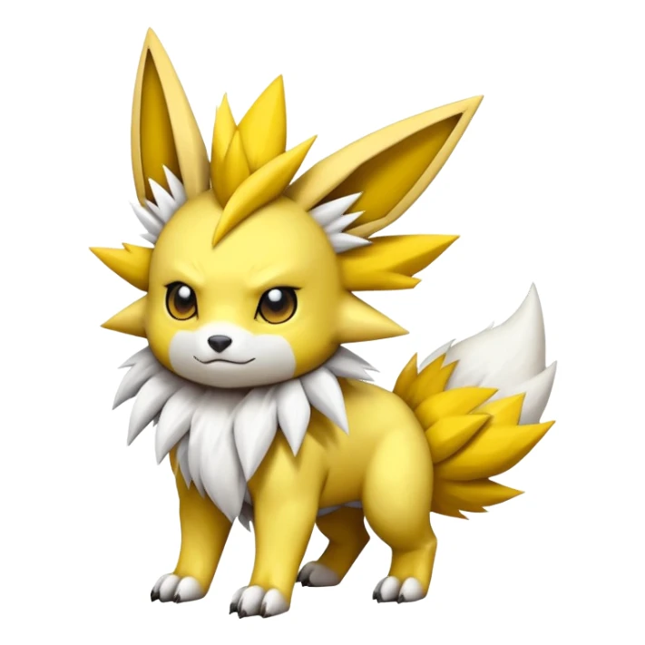Cute Shiny Jolteon-Greymon-Renamon-Fakémon-hybrid-creature (full body)  sticker