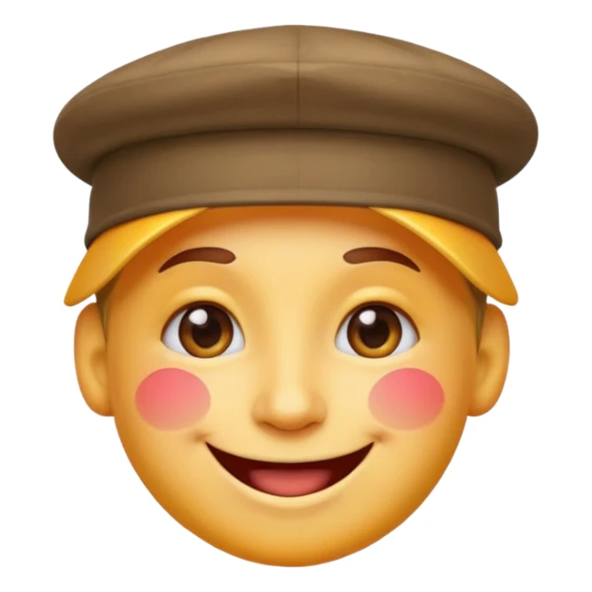 happy face with a backwards hat, vibrant and expressive, apple emoji style sticker